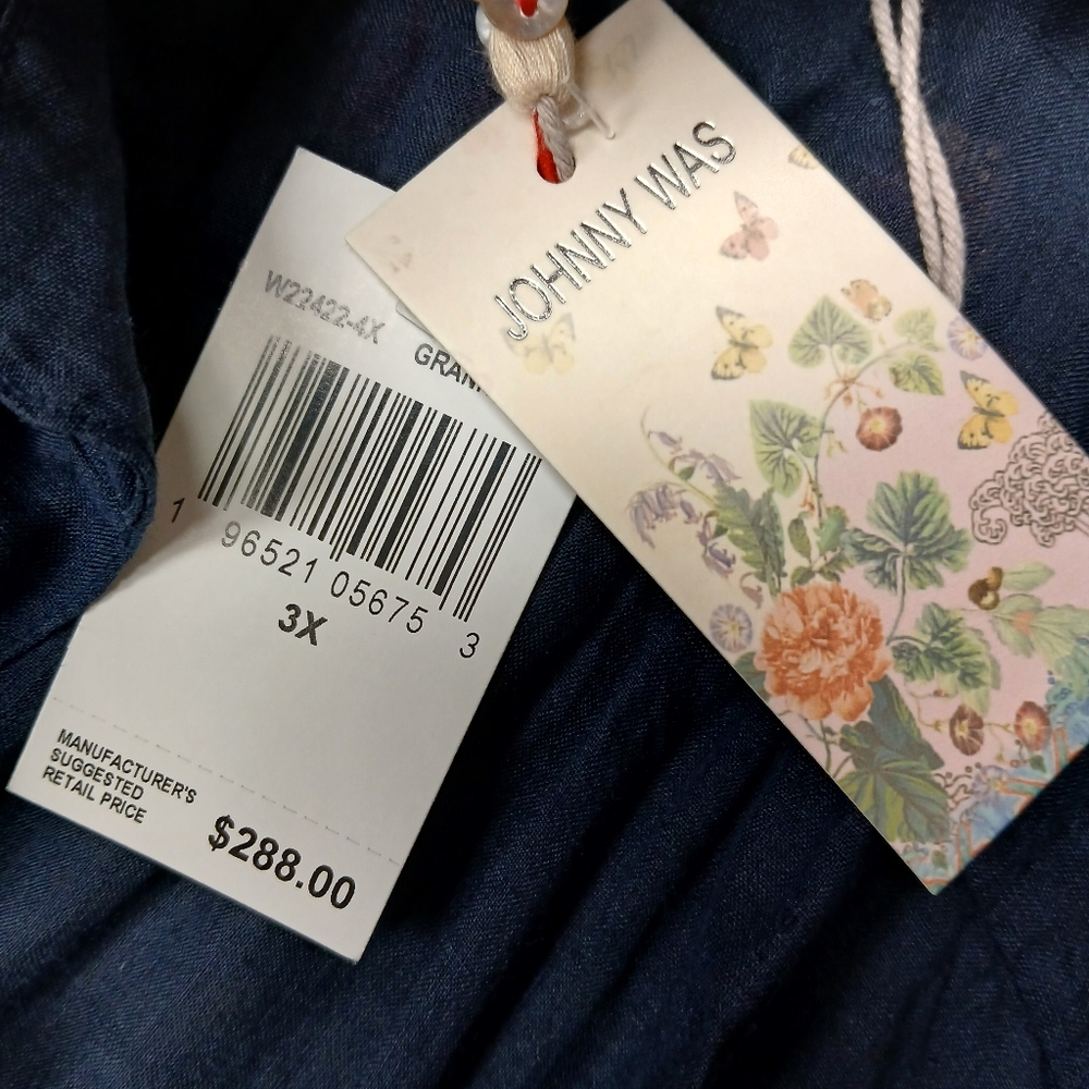 NWT Johnny Was Navy Blue Kimono Blouse - Picture 7 of 9